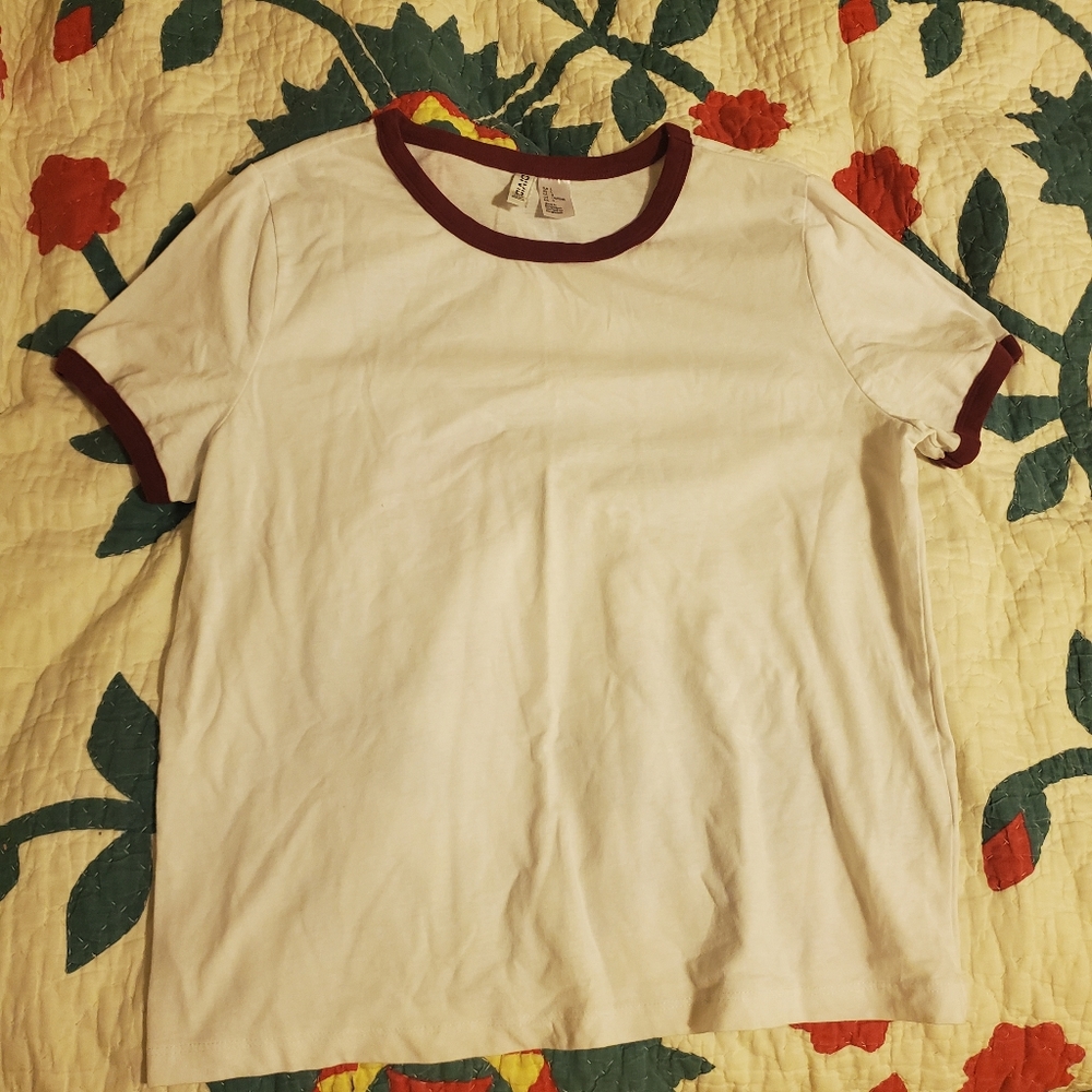 White T-shirt with Red Accents